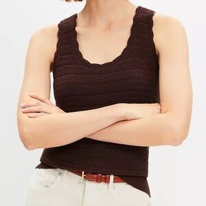 LOFT Brown Crochet Sweater Tank